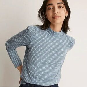 MADEWELL JACQUARD PUFF SLEEVE MOCK NECK TOP GUC SZ XXS CAREER EVERYDAY COMFORT